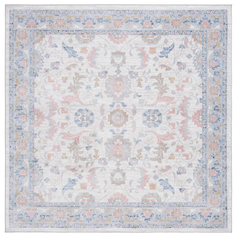SAFAVIEH Bayside Machine Washable Shweta Oriental Rug - 3' Square - Beige/Blue