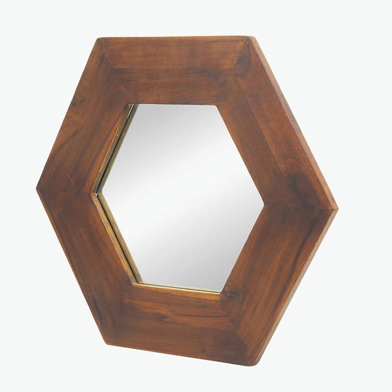 18.5" x 18.5" Hexagon Mirror with Wood Frame