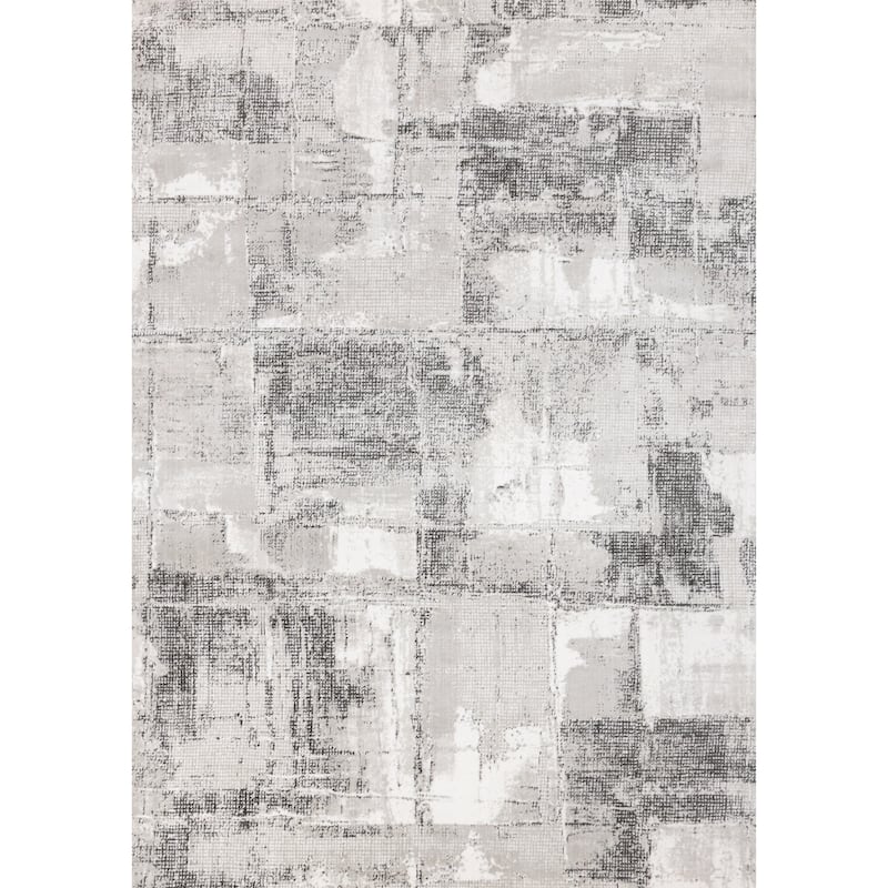 Alpine Rug Co. Washable White/Grey Abstract Area Rug