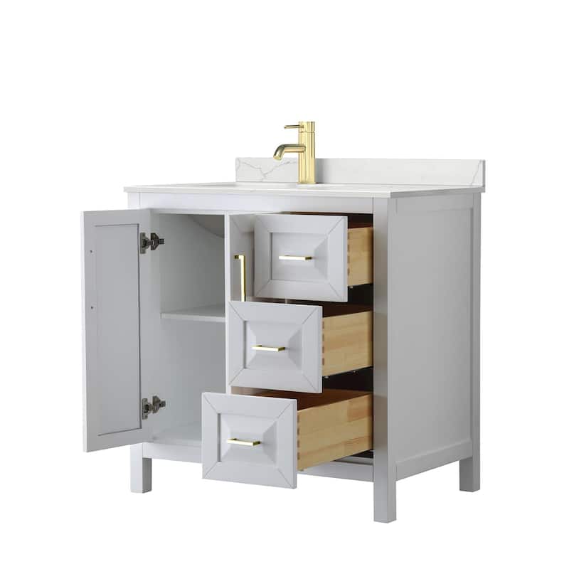 Daria 36-inch Single Vanity, Single Hole Quartz Top