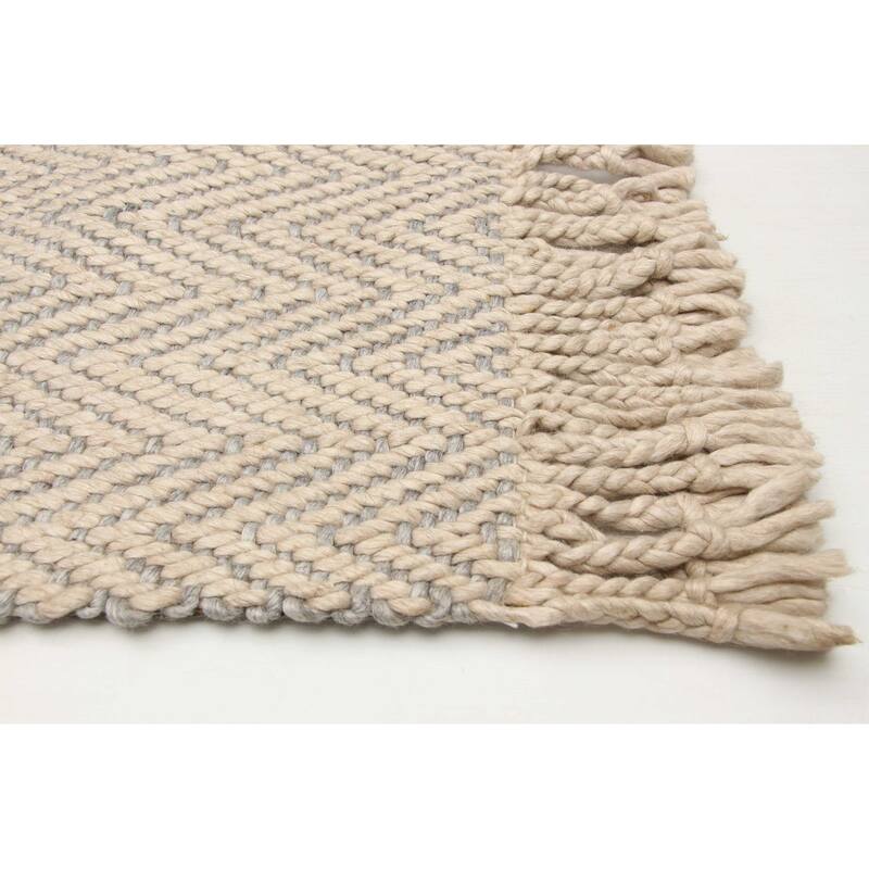 ECARPETGALLERY Braid weave Sienna Beige Wool Rug - 5'3 x 7'7