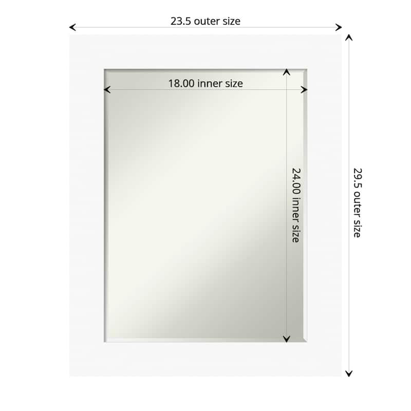 Basic Half-Inch-Bevel Wood Framed Wall Mirror - Glass Size 18x24 - Basic White