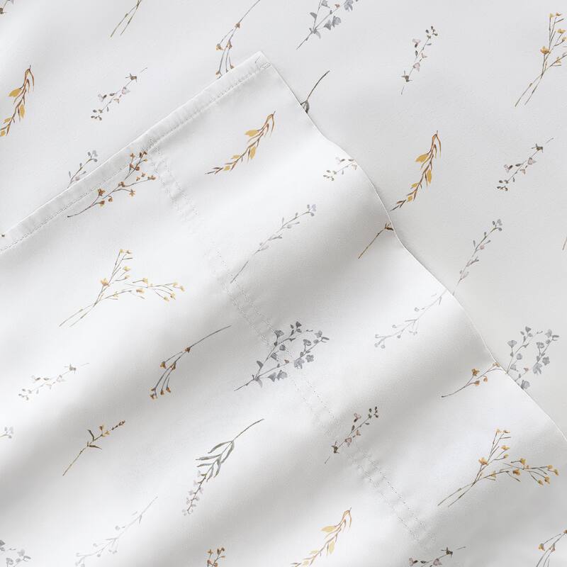 Becky Cameron 300TC Cotton Patterned Sheet Set - Wild Garden White - Twin