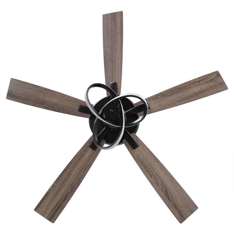 52" Modern Black Stylish Ceiling Fan with Dimmable LED Light and Remote