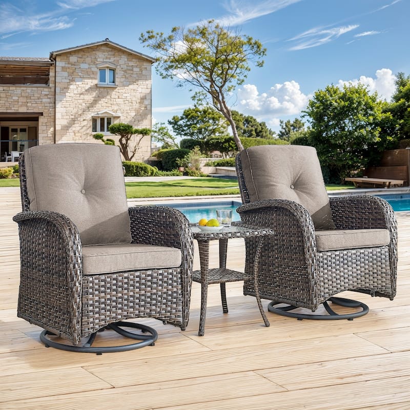 Gymojoy Patio Furniture Set Outdoor Wicker Swivel Glider Chairs Set