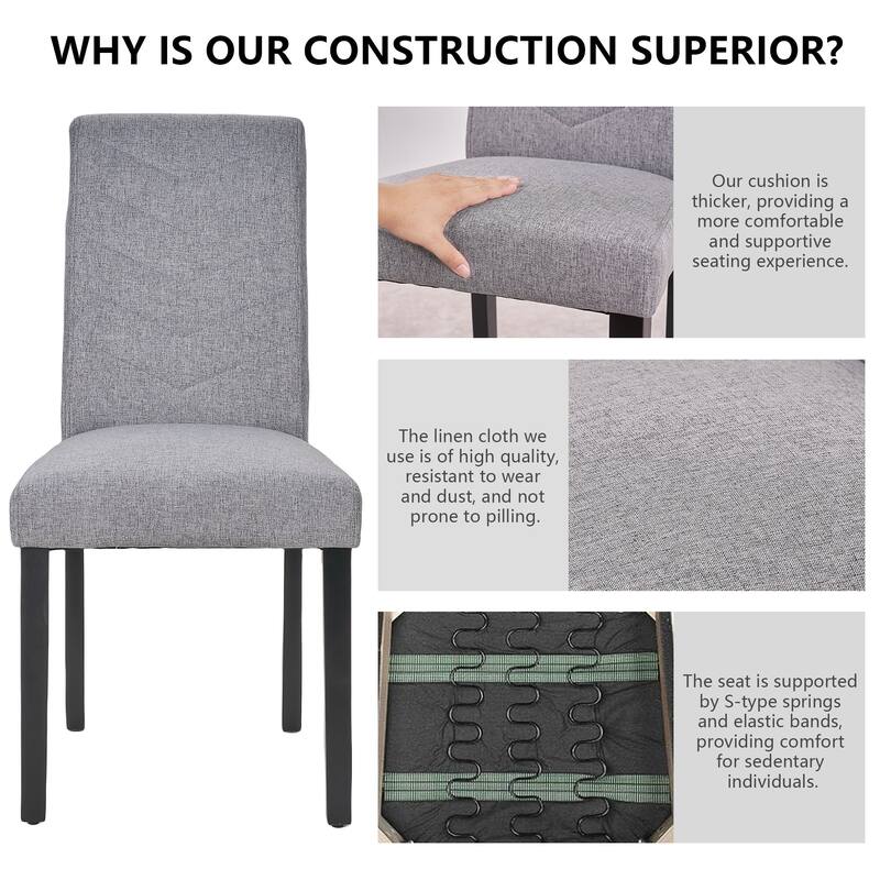 Javlergo 2/4/6 Piece Upholstered Dining Chairs Set with High Back and Wooden Legs Fabric Parson Chairs for Kitchen Living Room