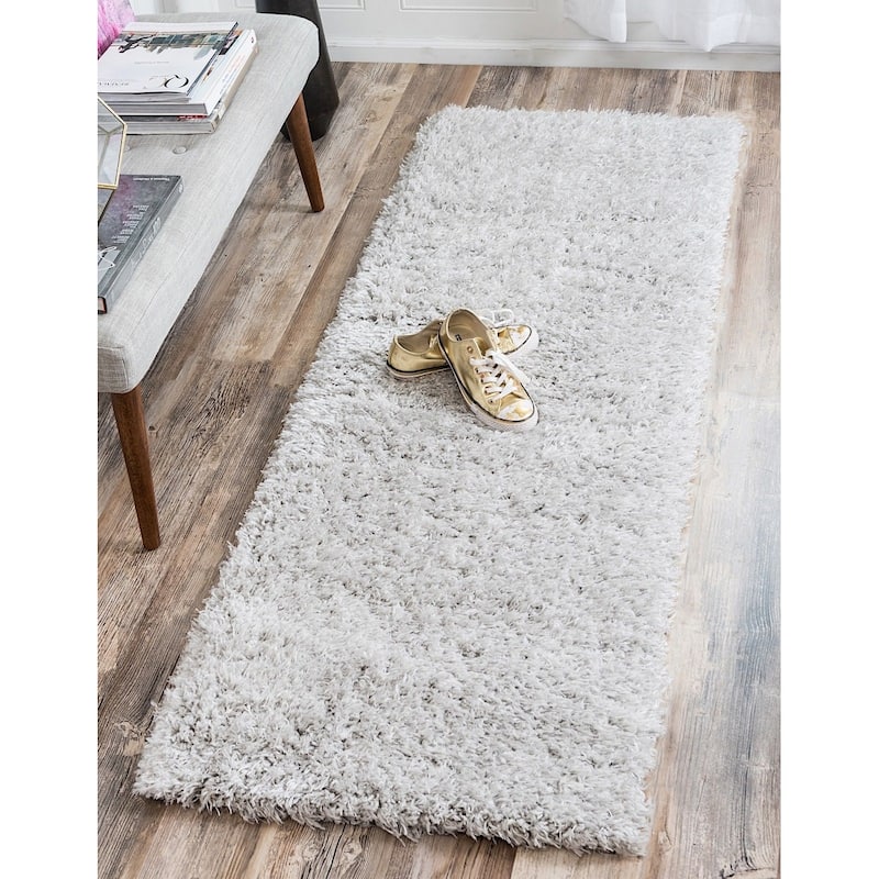 Shag Pling Collection Area Rug - 2'x6' - Silver Screen