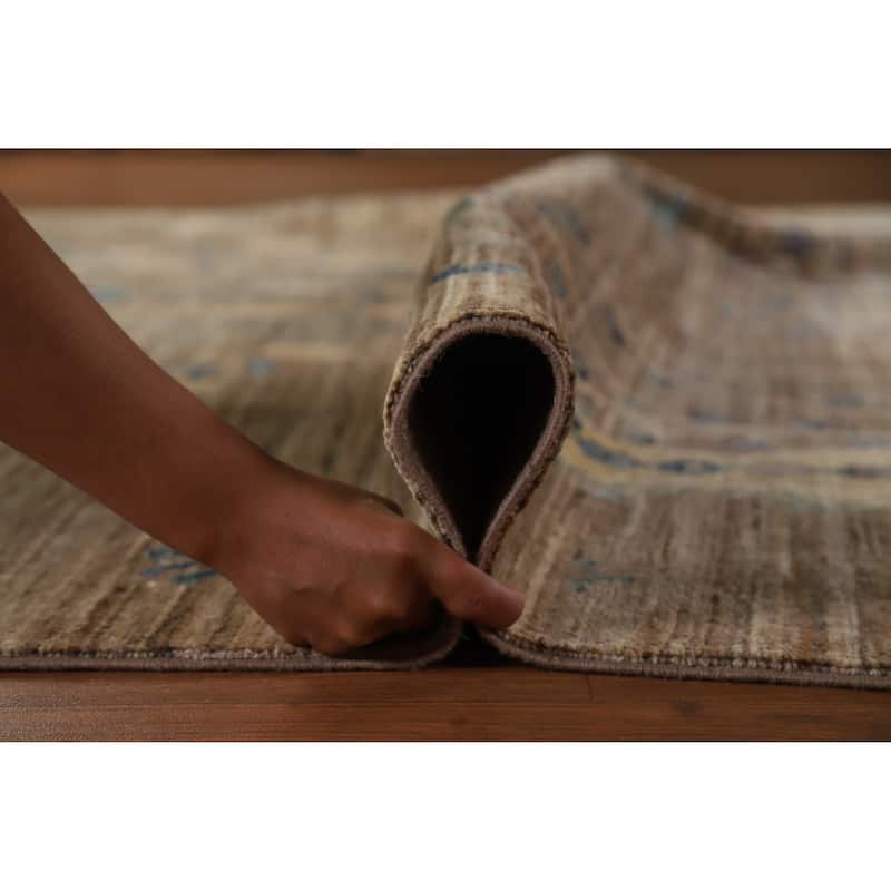 Hand Knotted Oriental 100% Wool Carpet Transitional Floral Brown Oushak Area Rug - 9' 11'' X 8' 0''