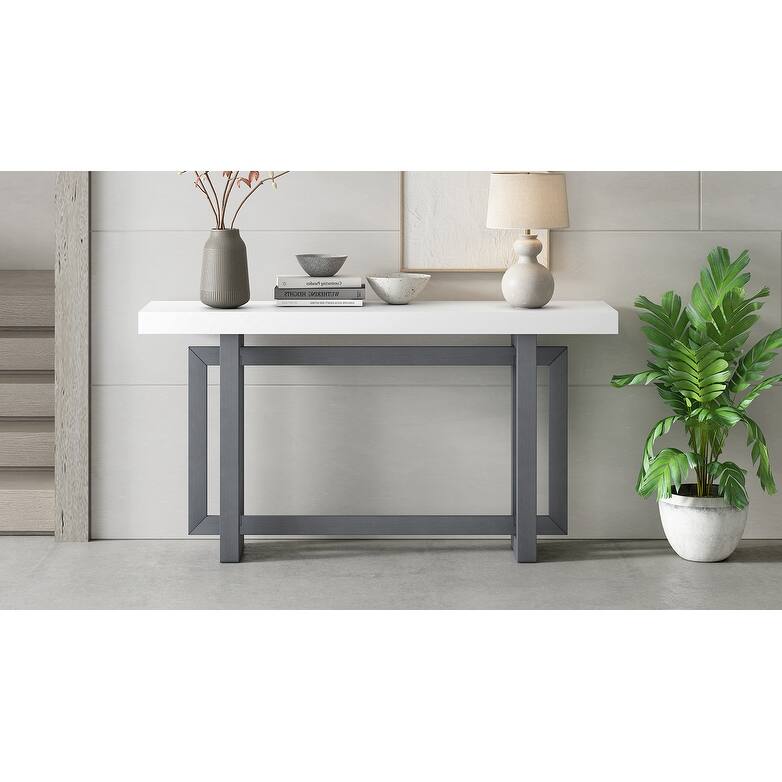 Contemporary Console Table with Industrialinspired Concrete Wood Top