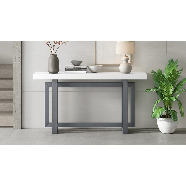 Contemporary Console Table with Wood Top