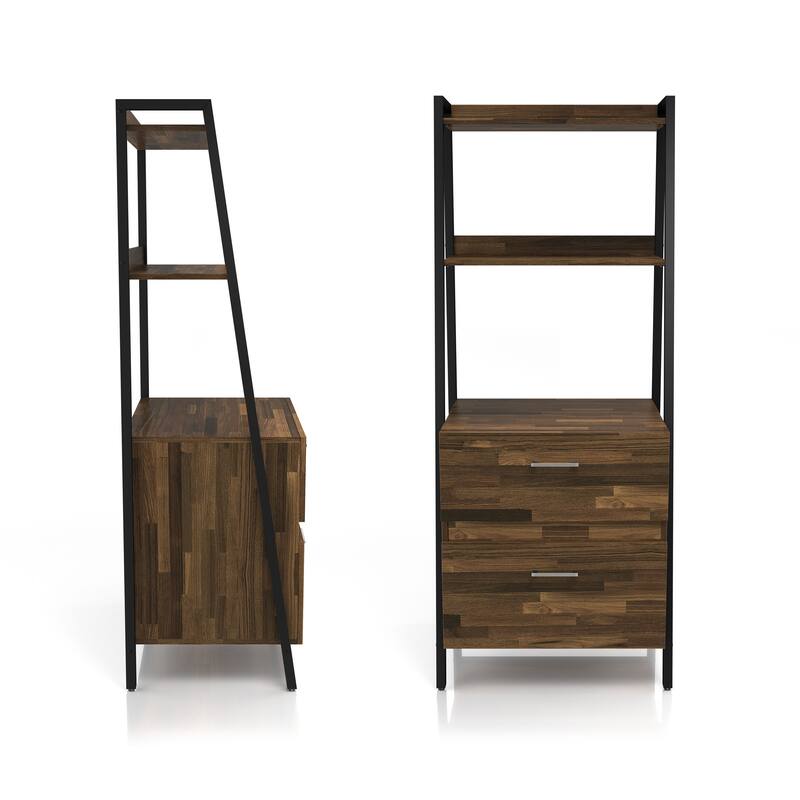 DH BASIC Contemporary Iron 2-Drawer Bookshelf with File Cabinet by Denhour