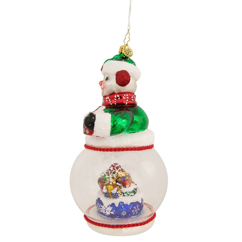Chilly Cheery Snowman Presents Glass Christmas Ornament 1021014