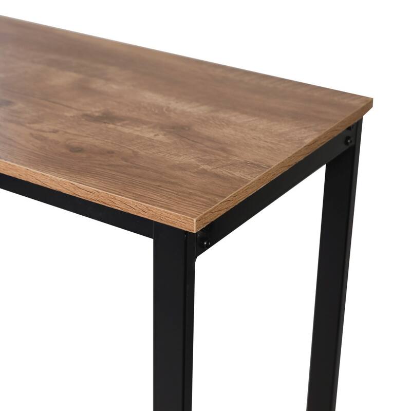 Metal Frame Bar Table with Bottle and Stemware Storage