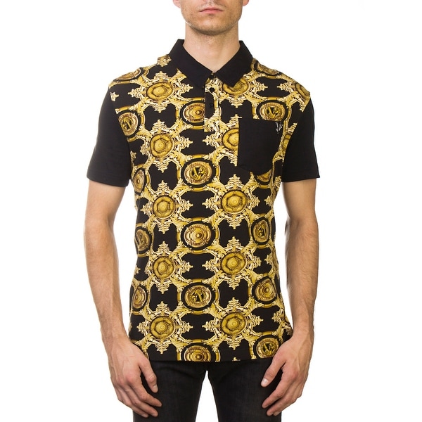 versace polo shirt black and gold