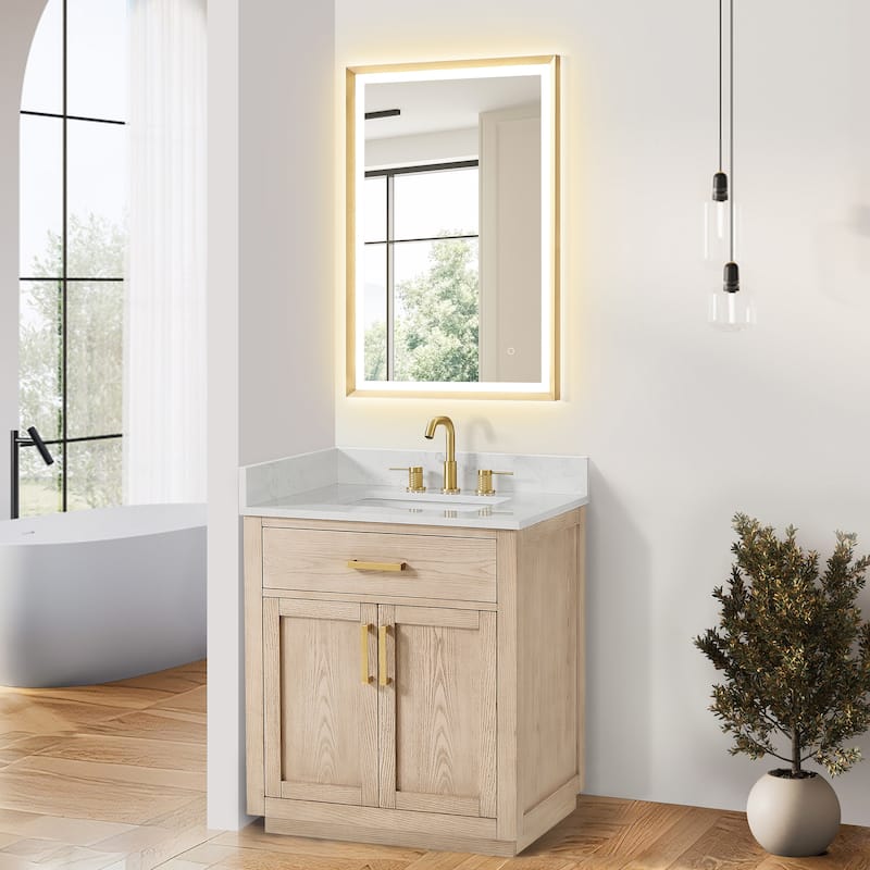 Altair Gavino Bath Vanity with Grain White Composite Stone Top, no Mirror