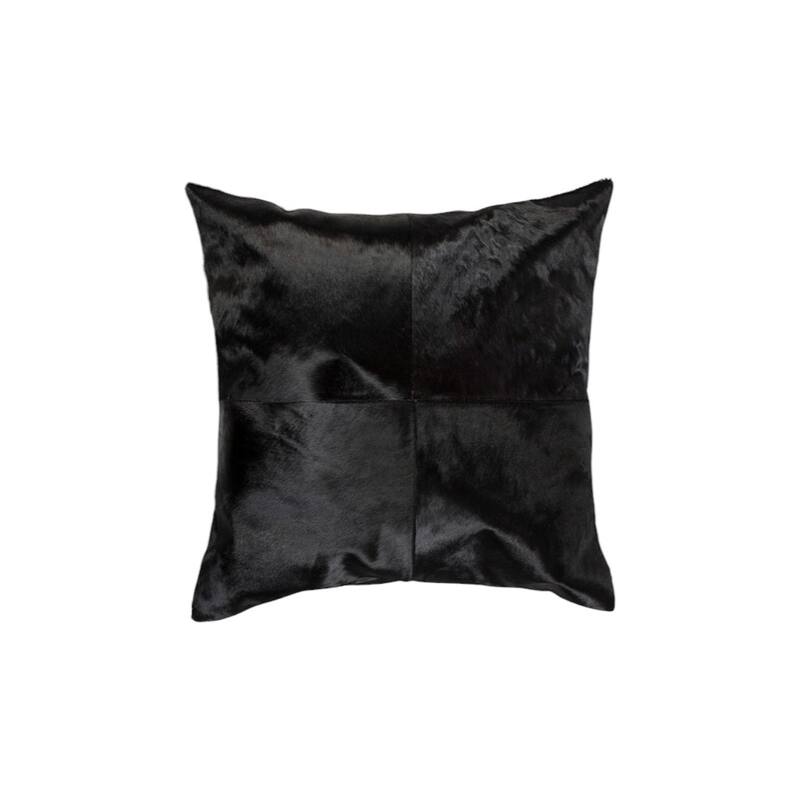 Set of Two 18" Black Cowhide Throw Pillows