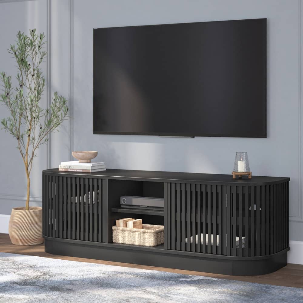 Plank and Beam Contour Curved Mid-Century Modern Sideboard/TV Stand
