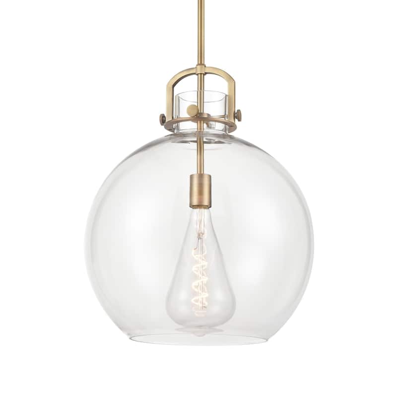 Innovations Lighting 410-1SL-21-16 Newton Sphere Pendant Newton Sphere - Brushed Brass / Clear
