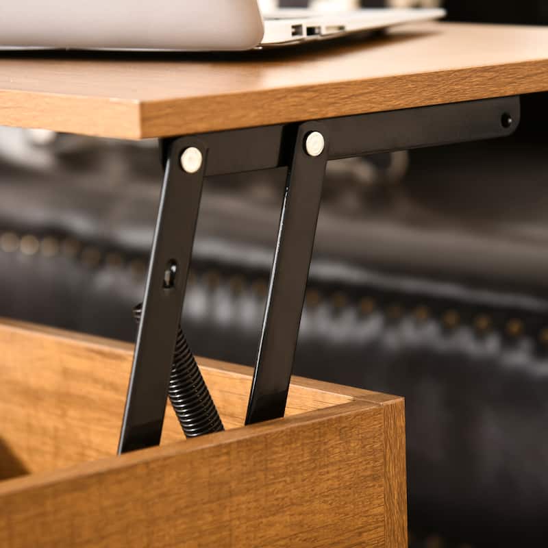 HOMCOM Lift Top Coffee Table with Hidden Storage Compartment and Steel Legs for Living Room