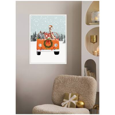 Kate and Laurel Sylvie Framed Canvas Holiday Van by Iulia Emelianteva Julyartprints