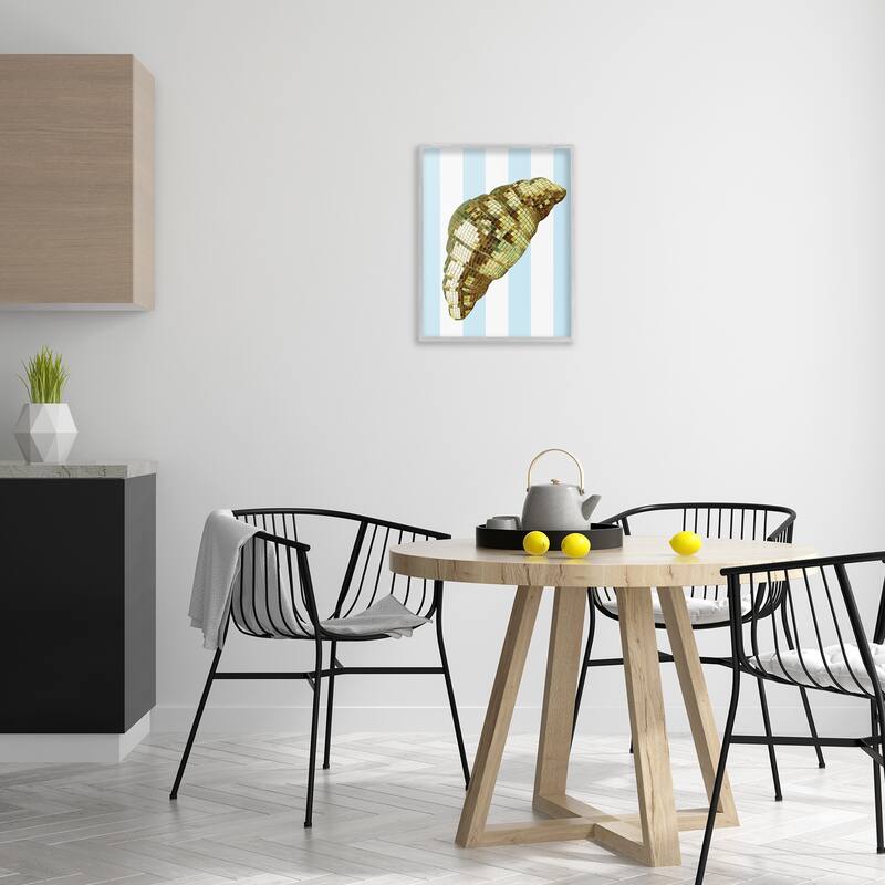 Stupell Disco Croissant & Blue Stripes Framed Giclee Art Design By Lil' Rue