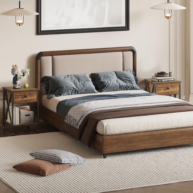 VECELO Modern Nightstand 1-Drawer with Storage Shelf, End Table/Side Table
