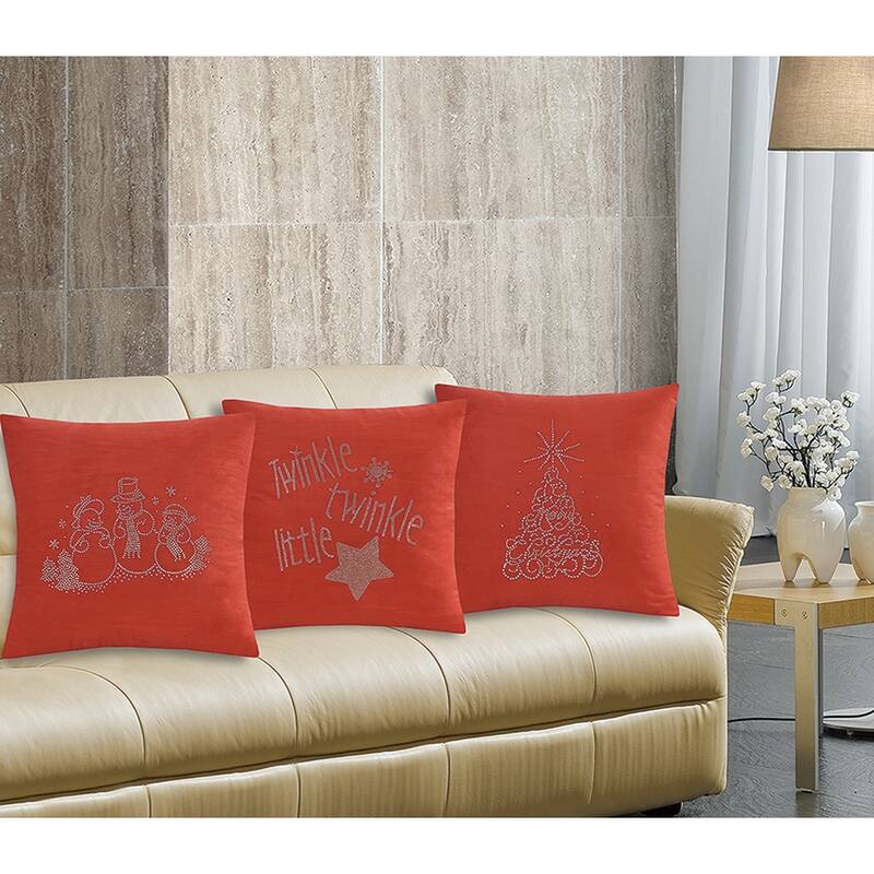 Violet Linen Seasonal Xmas Christmas Holiday Glowing Pattern, 18 Inch x 18 Inch, Square, Decorative Accent Throw Pillow