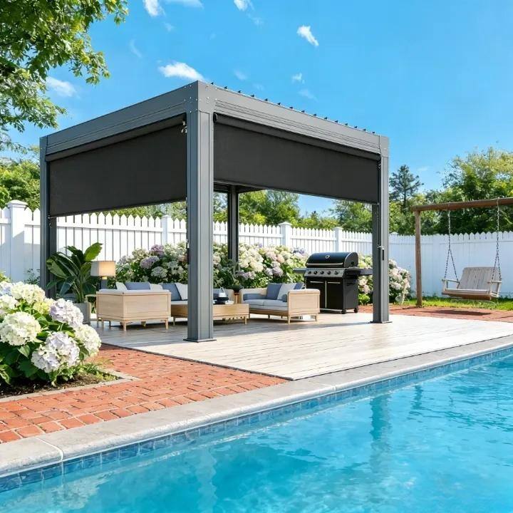 Solar Crank Outdoor Roller Shade with Teslin, No Cassette - 10x8 ft - black