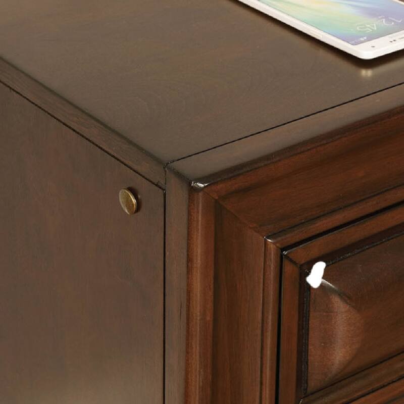 Wooden Night Stand With 3 Drawers In Cherry Brown
