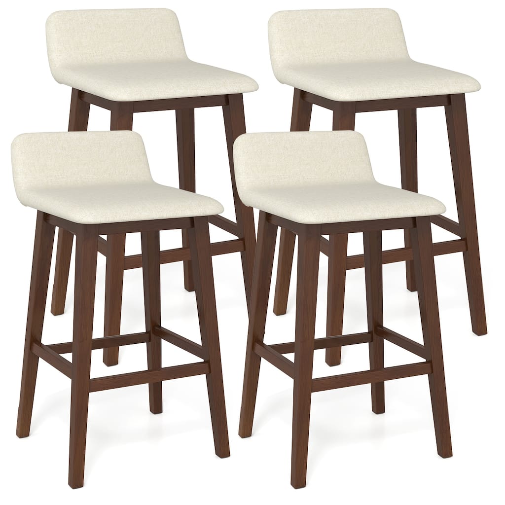 Gymax 2PCS 29'' Upholstered Barstools w/ Low Back Footrest & Wood Legs