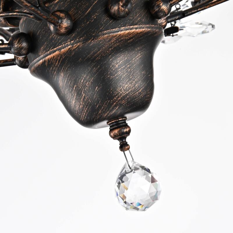 Holly 4-light Antique Copper Crystal Leaves Flush Mount
