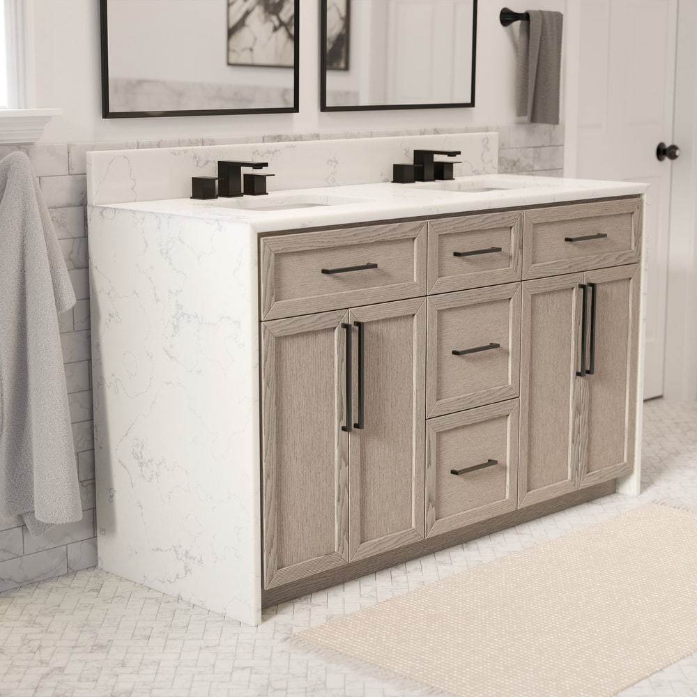 KitchenBathCollection Palisade 60" Double Waterfall Vanity with Engineered Marble Top