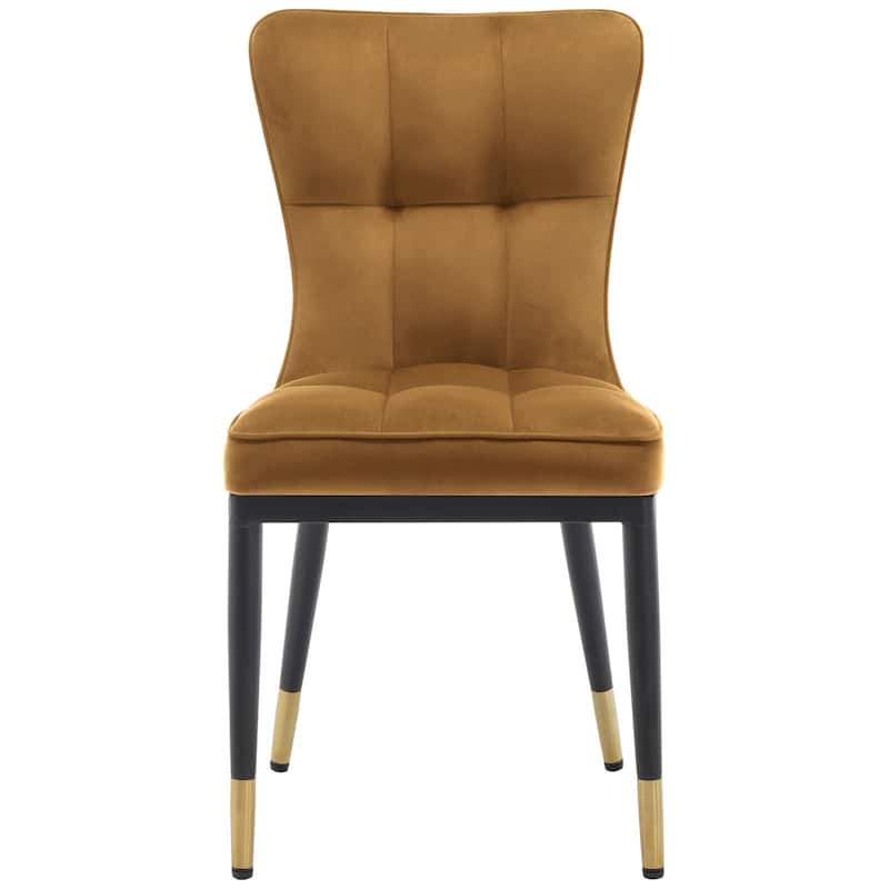 Velvet Upholstered Dining Chairs with Metal Legs, Set of 2/4 - 35.8"H x 18.9"W x 23.2"D