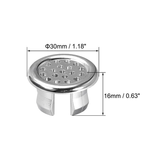 Sink Basin Trim Overflow Cover Brass Insert In Hole Round Caps Chrome 2 PCS