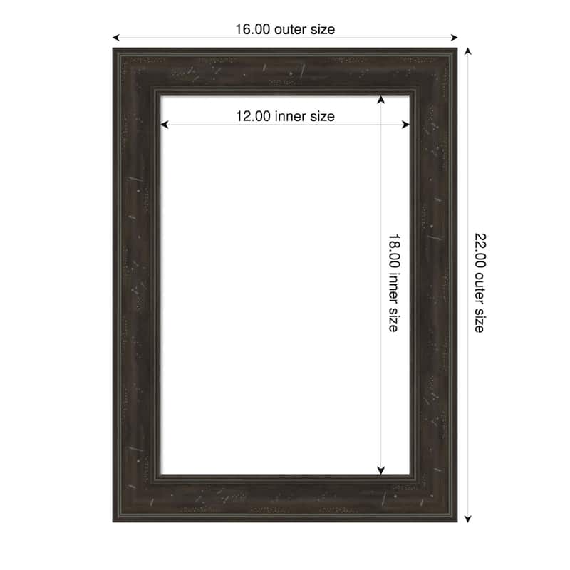Amanti Art Shipwreck Black Narrow Framed Dry Erase Magnetic Board - 16 x 22 in - Shipwreck Greywash Narrow