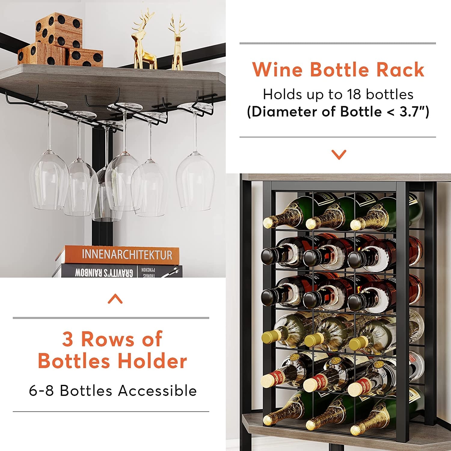 Industrial 4 Tier Corner Wine Rack with Glass Holder Corner Bar On Sale Bed Bath Beyond 36519565