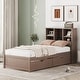 preview thumbnail 1 of 13, Walnut Platform Twin Bed Frame with 2 Drawers, USB Charg Walnut - Twin