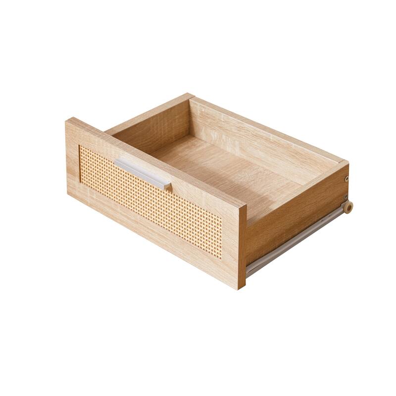 Set of 2 with 2 Drawers, 15.4" Modern Storage Bedside Table with Golden Metal Handles, Wooden End Table for Bedroom