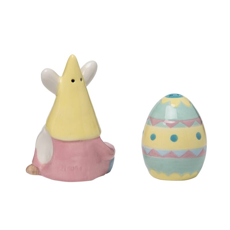Transpac Dolomite 5 in. Multicolor Easter Sitting Gnome and Egg Salt and Pepper Shaker Set of 2