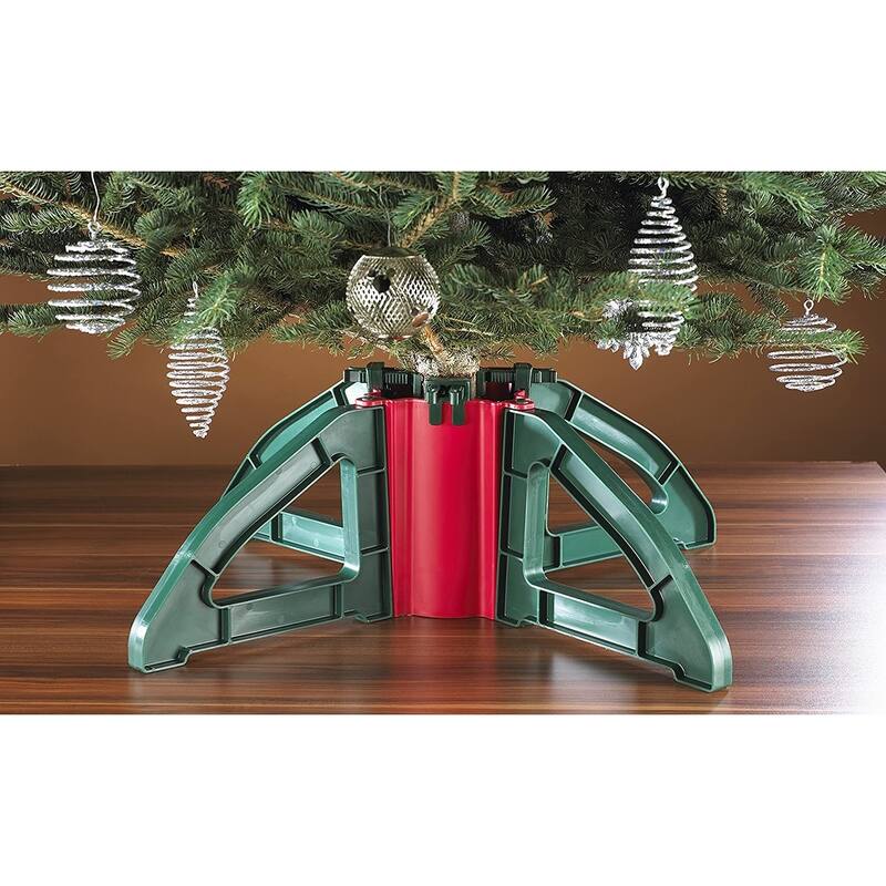 Christmas Tree Stand with Clamping System - For Live Trees up to 10' - Red
