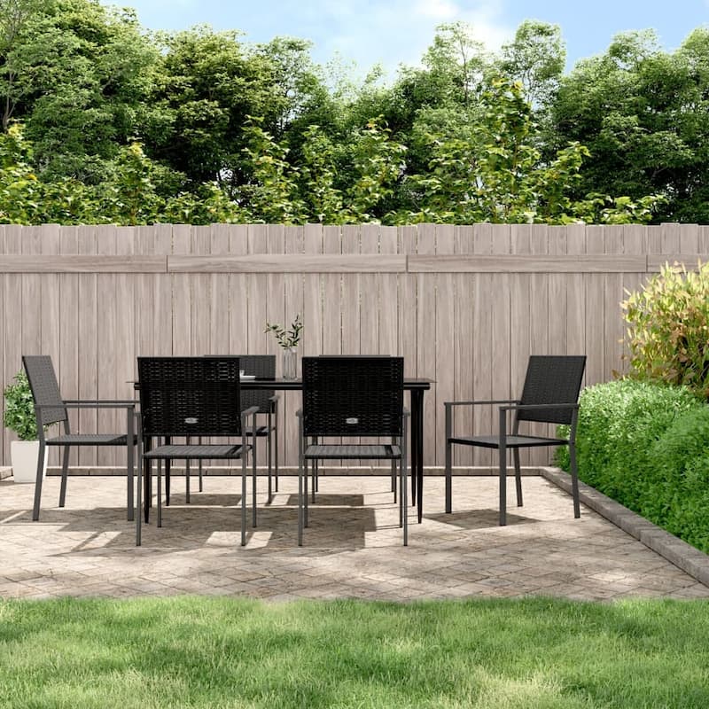 vidaXL 3/5/7/9 Piece Patio Dining Set with Cushions Poly Rattan and Steel