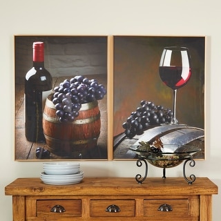 Multi Colored Porcelain Wine Framed Wall Art with Gold Aluminum Frame ...