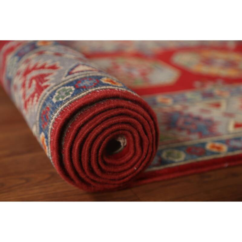 Geometric Kazak Oriental Hallway Runner Rug Hand-knotted Wool Carpet - 2'9" x 9'7"