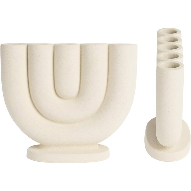 White Small Curved Candelabra for Skinny Candles Modern Home Accent - Green