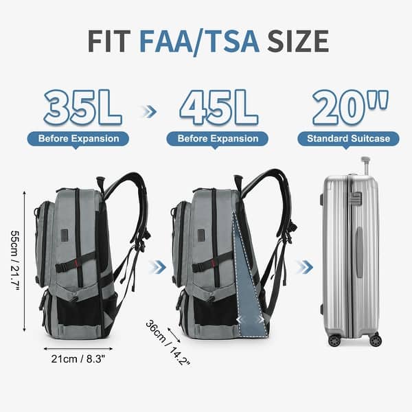 backpack travel sizes Lightweight For Personal Item Under Seat Fits Frontier Size 15.74 x 12.2 x 5.51 Inches, Carry On Ready For Flights, Unisex Day Trip RFID secure storage and hidden pockets are just some of the more than 20 remarkable features that make this the most functional Travel Pack ever 45L Travel Backpack for Men,
