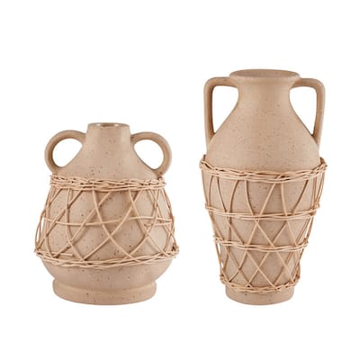 Elements Set of 2 Natural Stoneware Vases