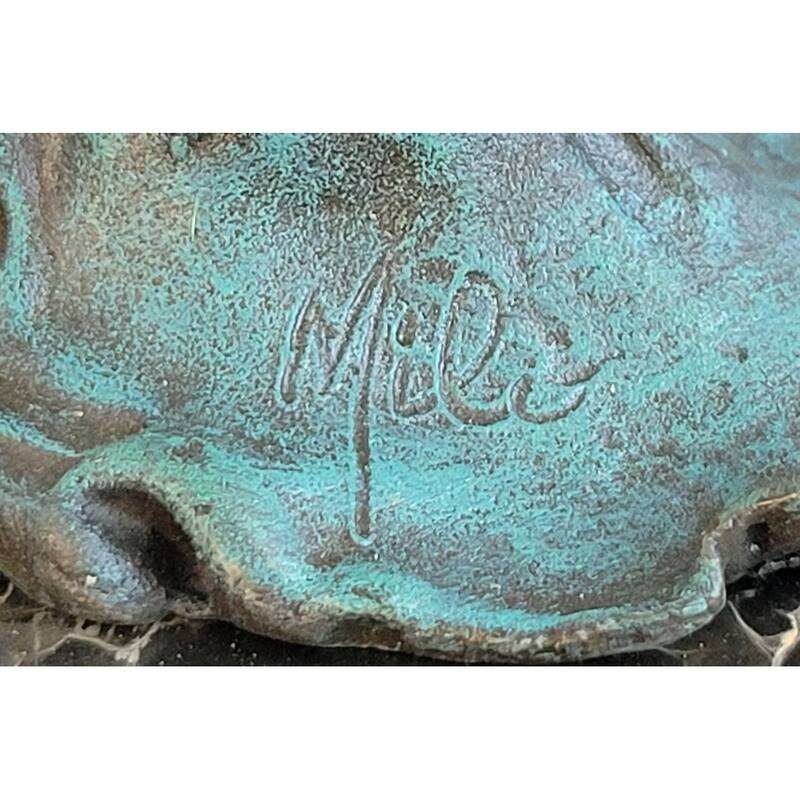 Flying Eagle Bird Catching Fish Bronze Statue Sculpture Signed Art On Marble Base