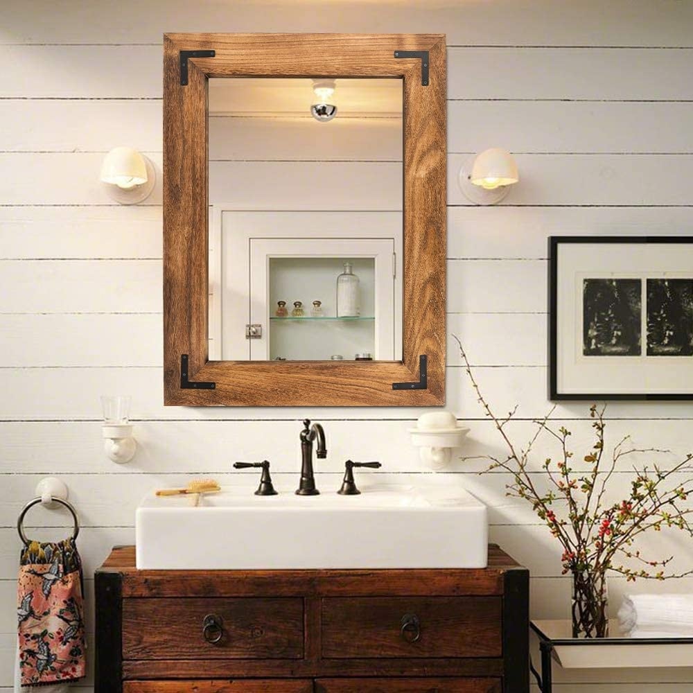 Wood framed shop bathroom mirrors