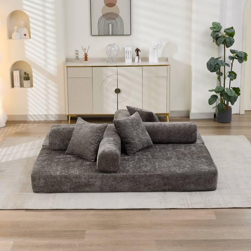 Roomfitters Folding Sofa Bed with 3 Pillows, Convertible Floor Lounger Sleeper Couch for Living Room and Guest Room