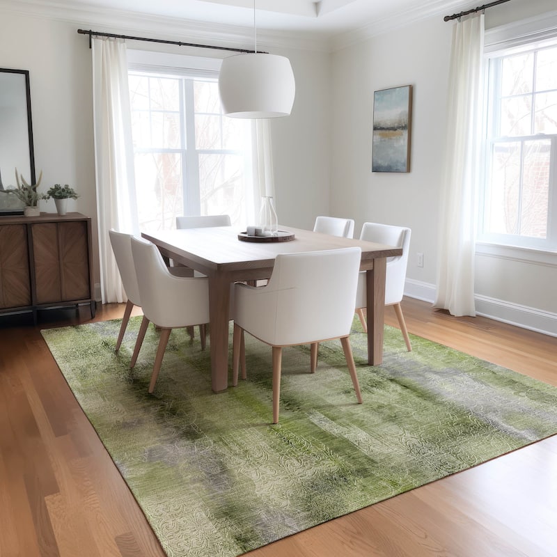 Machine Washable Indoor/ Outdoor Modern Imprints Chantille Rug
